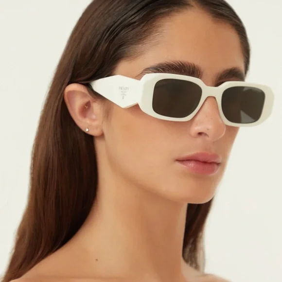 Prada Women\'s Chic White Sunglasses Prada PR B06SF Rectangular Sunglasses | Neiman Marcus main image 4